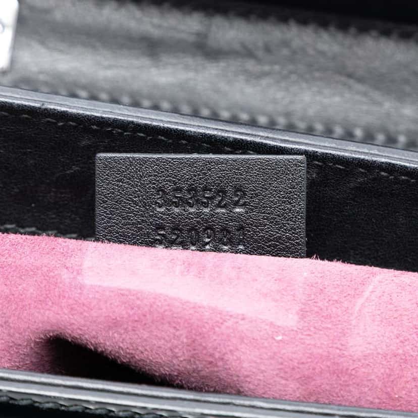 Gucci Mini Polished Leather Bamboo Lady Lock Top Handle Bag Black Leather Good condition - Box View