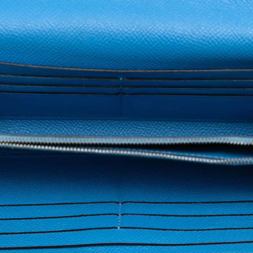 Hermès Epsom Kelly Longue Wallet Blue Leather Good condition - Model View