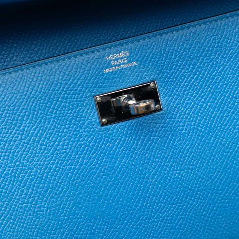 Hermès Epsom Kelly Longue Wallet Blue Leather Good condition - Box View