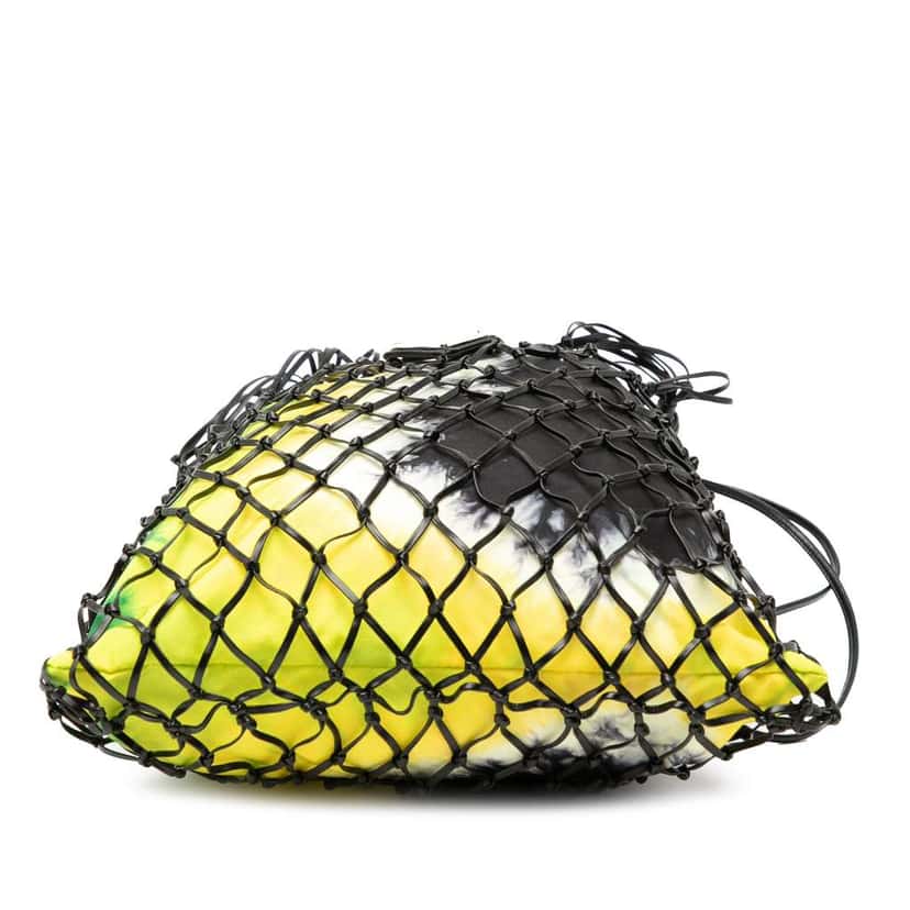 Prada Mesh Leather and Tie Dye Printed Tessuto Bucket Bag Black Leather Good condition - Inside View