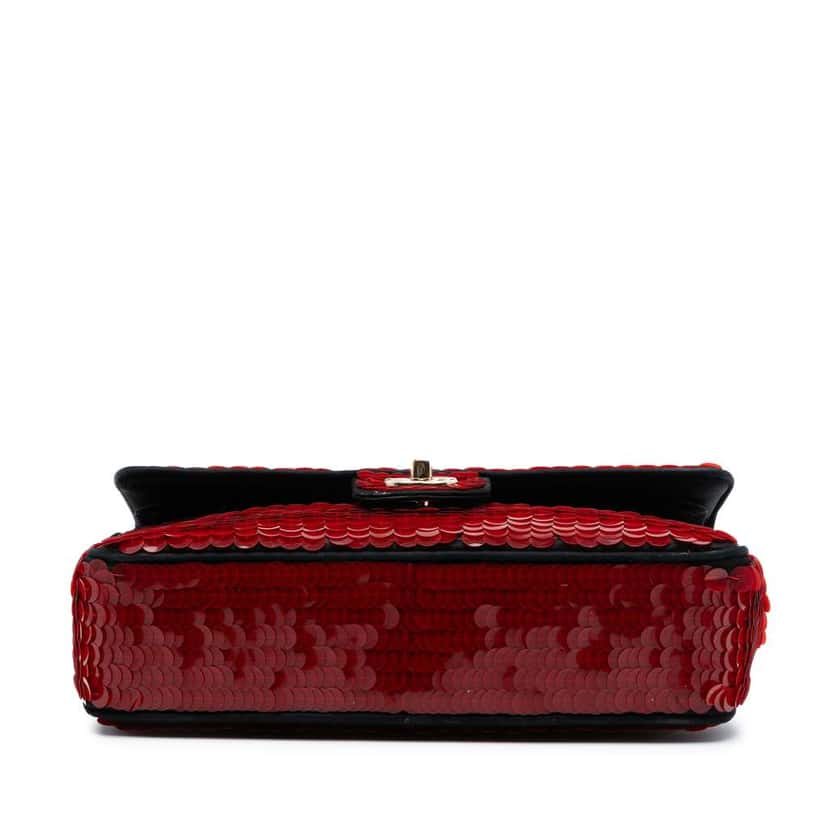 Chanel Paris-Shanghai Medium Satin and Sequins Double Flap Red Satin Good condition - Inside View