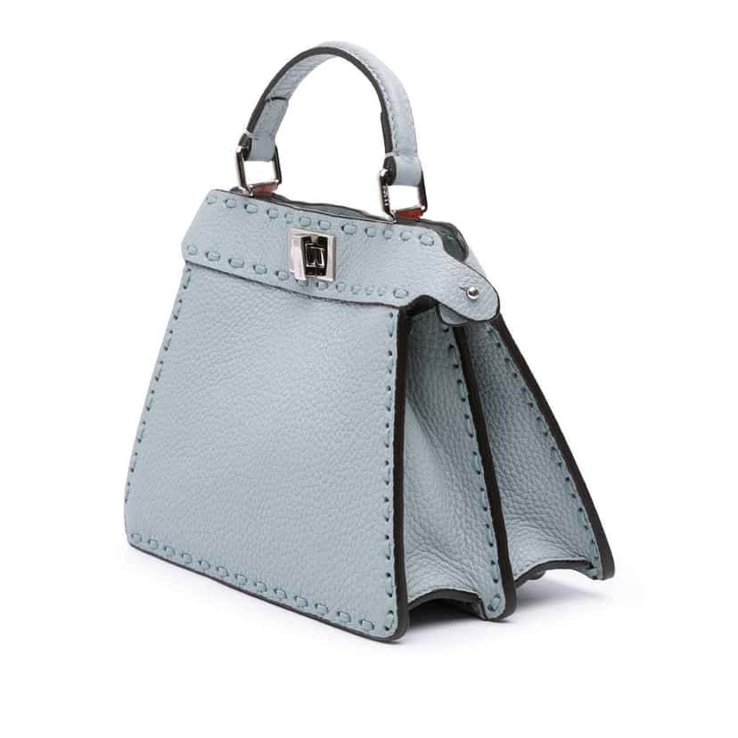 Fendi Petite Leather Selleria Peekaboo ISeeU Satchel Blue Leather Good condition - Back View