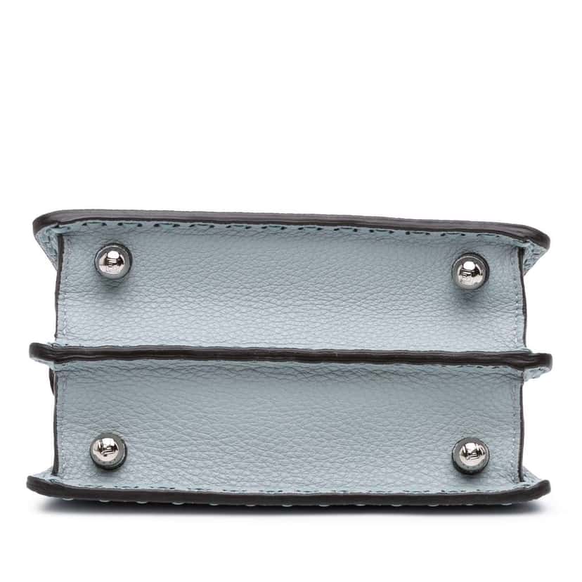 Fendi Petite Leather Selleria Peekaboo ISeeU Satchel Blue Leather Good condition - Inside View