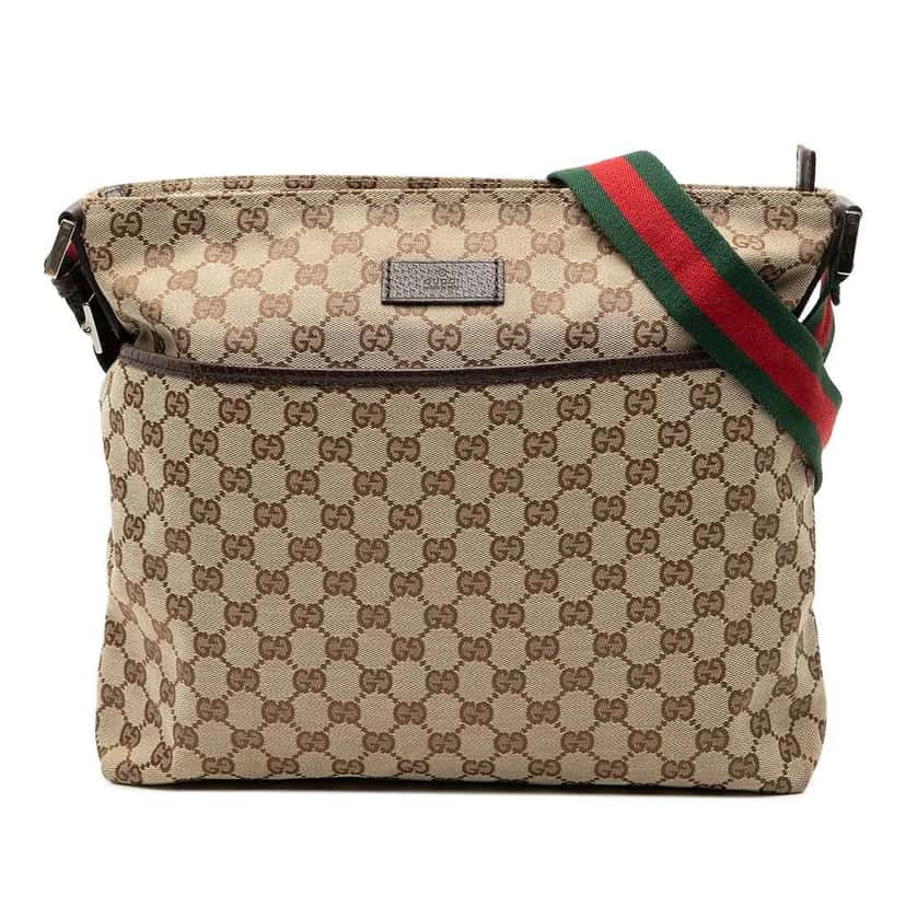 Gucci GG Canvas Web Crossbody Brown Canvas Good condition - Front View
