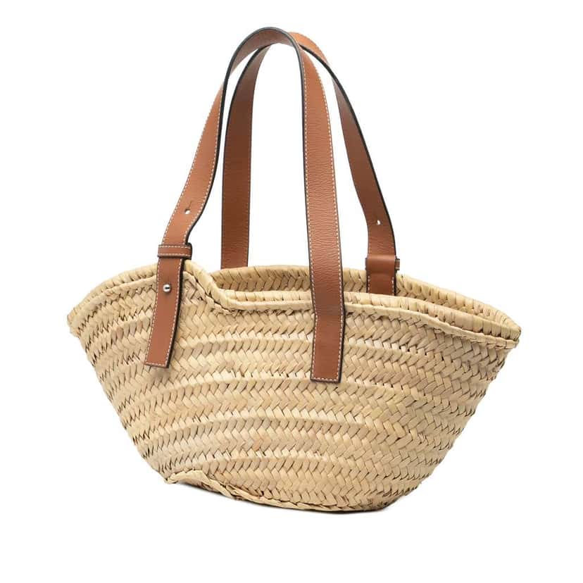 Loewe Paulas Ibiza Smiley Small Raffia Basket Tote Brown Very good condition - Back View