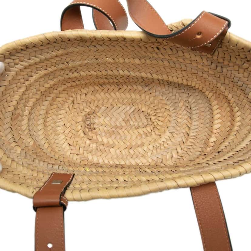 Loewe Paulas Ibiza Smiley Small Raffia Basket Tote Brown Very good condition - Model View