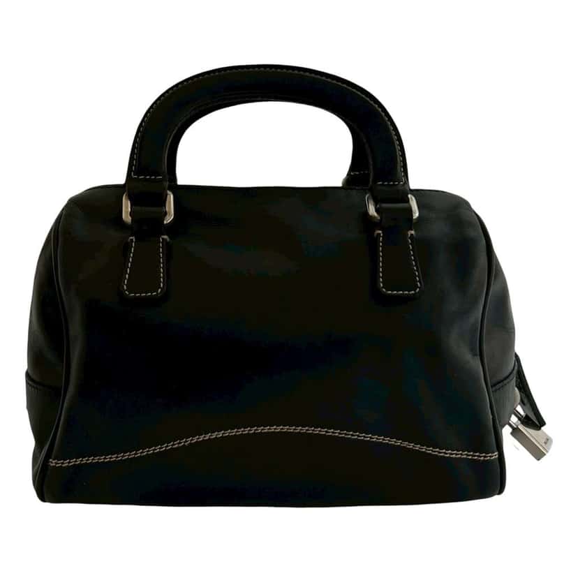 Prada Soft Calf Leather Top Handle Bag Black Leather Good condition - Back View