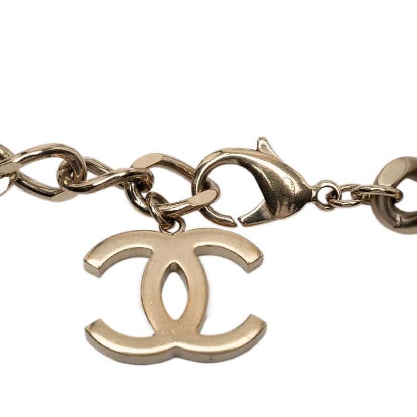 Chanel Gold Plated ID Curb Link Chain Necklace Gold Metal Good condition - Back View