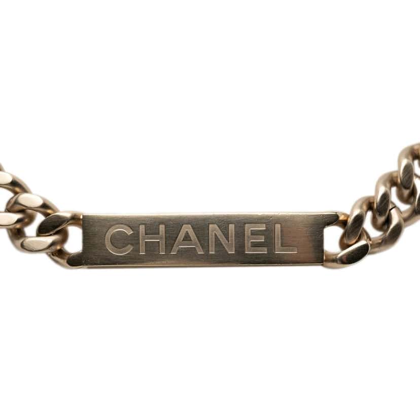 Chanel Gold Plated ID Curb Link Chain Necklace Gold Metal Good condition - Inside View