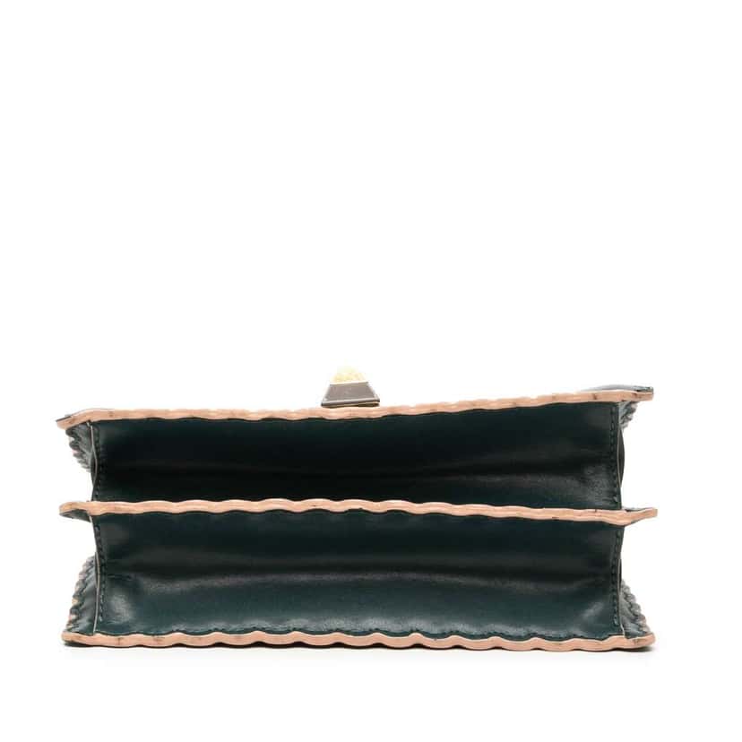 Fendi Small Scalloped Leather Kan I Crossbody Green Leather Good condition - Inside View