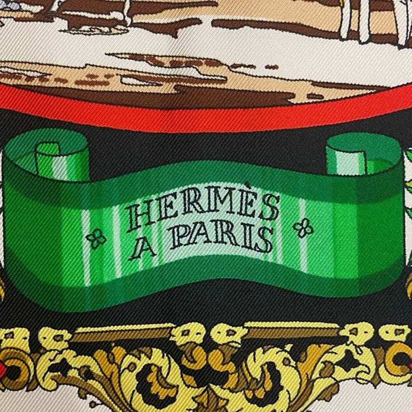 Hermès L Entente Cordiale Silk Scarf 90 Black Silk Good condition - Inside View