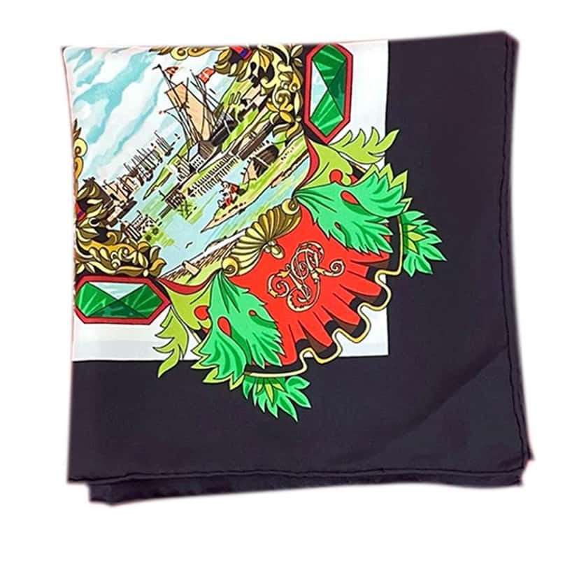 Hermès L Entente Cordiale Silk Scarf 90 Black Silk Good condition - Box View