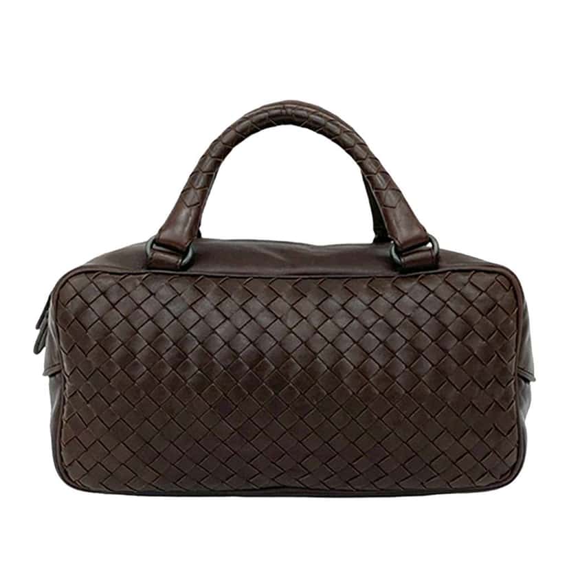 Bottega Veneta Mini Nappa Intrecciato Boston Bag Brown Leather Good condition - Front View