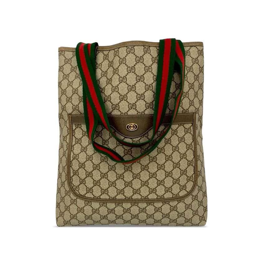 Gucci GG Supreme Web Tote Brown Canvas Good condition - Front View