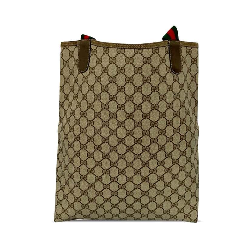 Gucci GG Supreme Web Tote Brown Canvas Good condition - Back View