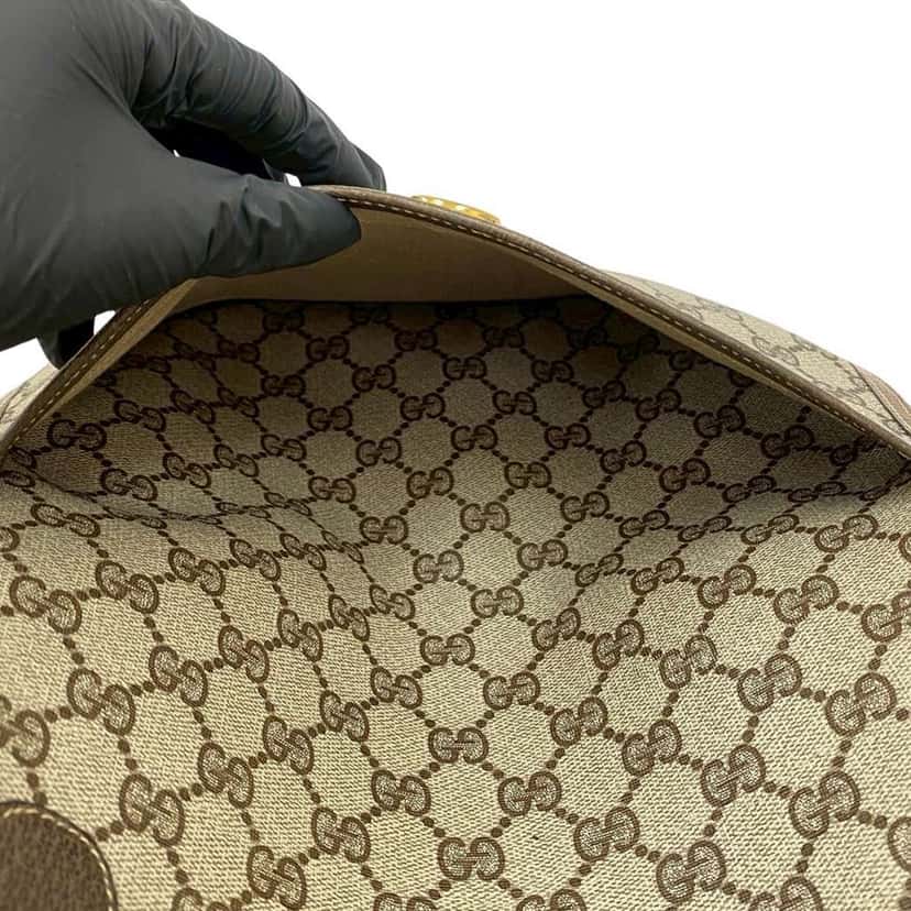 Gucci GG Supreme Web Tote Brown Canvas Good condition - Box View