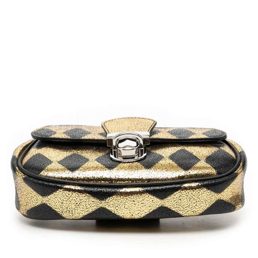 Gucci Metallic Calfskin Belt Bag Gold Leather Very good condition - Inside View