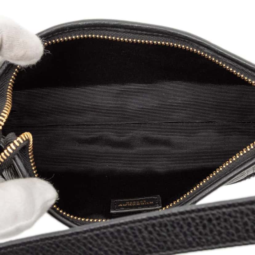 Burberry Embossed Leather Shoulder Bag Black Leather Good condition - Model View