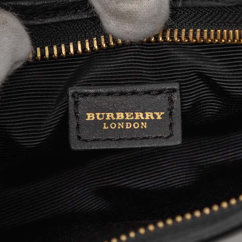Burberry Embossed Leather Shoulder Bag Black Leather Good condition - Box View