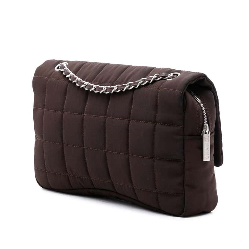 Chanel Medium Nylon Chocolate Bar Camera Flap Brown Good condition - Back View