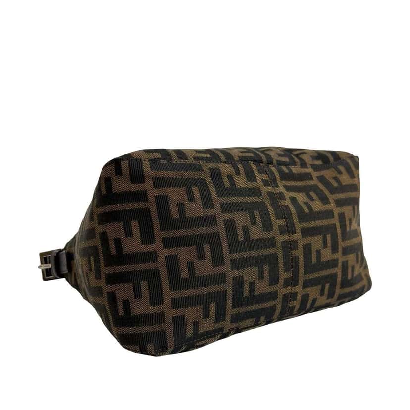 Fendi Zucca Canvas Double Flap Shoulder Bag Brown Canvas Good condition - Inside View
