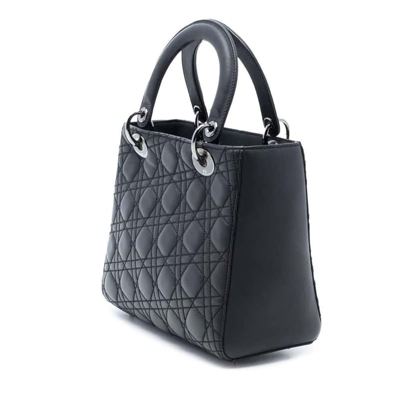 Dior Anselm Reyle Medium Lambskin Cannage Lady Dior Black Leather Good condition - Back View