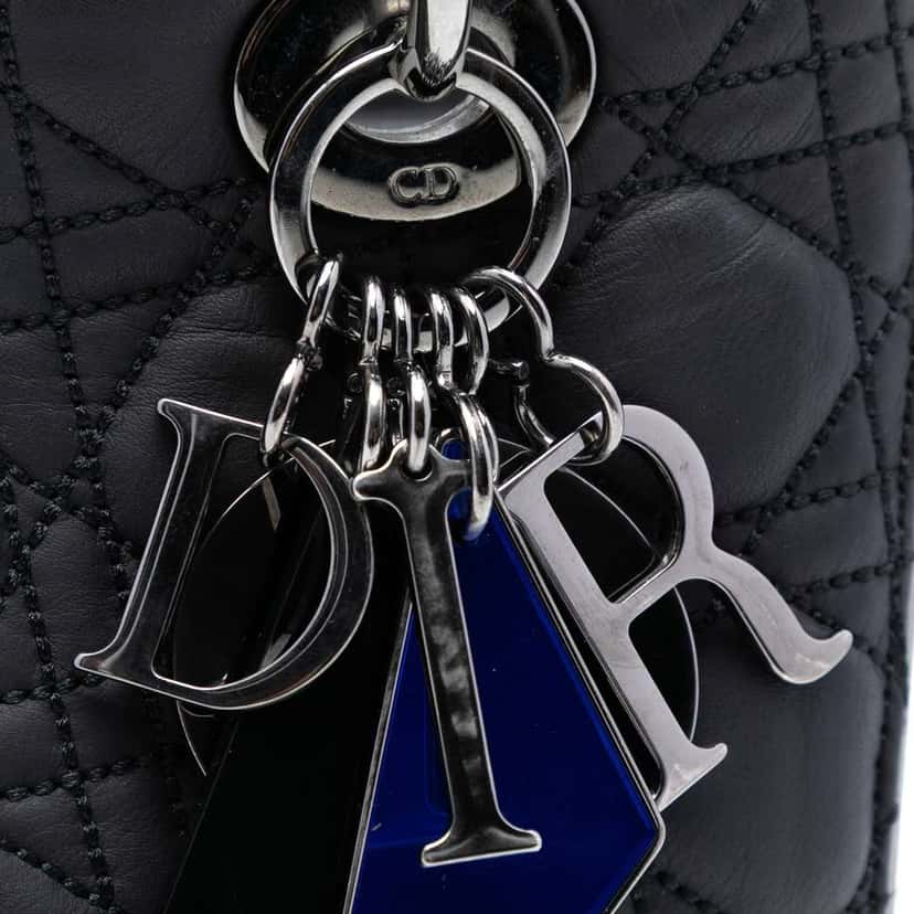 Dior Anselm Reyle Medium Lambskin Cannage Lady Dior Black Leather Good condition - Box View