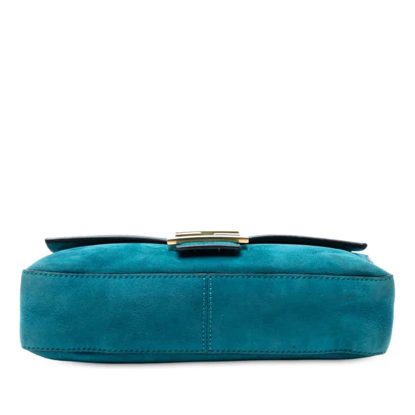 Fendi Medium Suede Baguette Satchel Blue Leather Good condition - Inside View