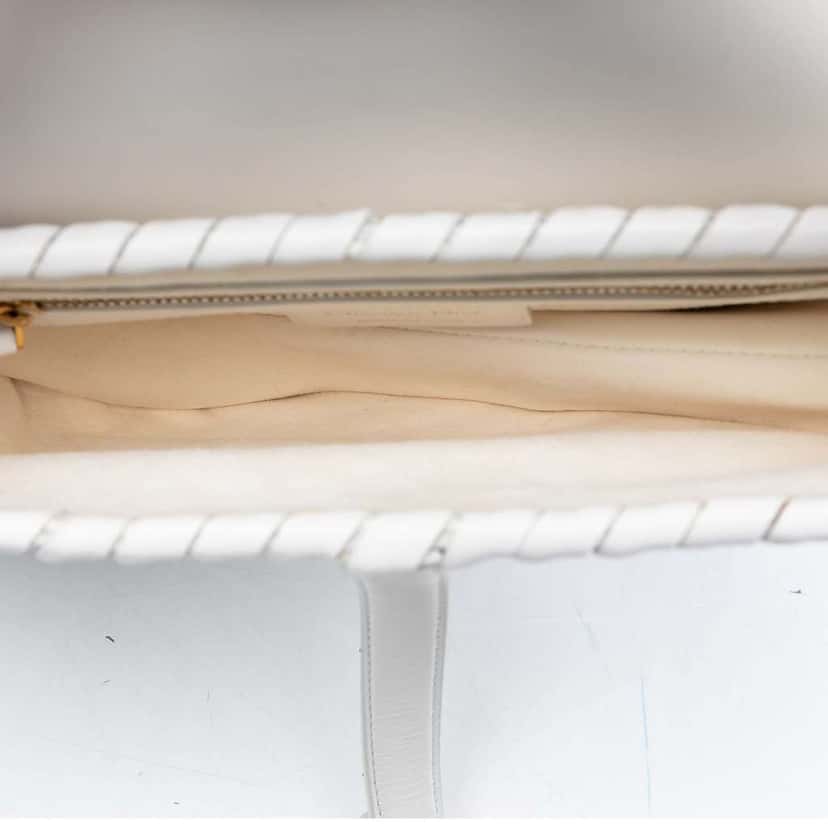 Dior Calfskin Whipstitch Saddle Bag White Leather Good condition - Model View