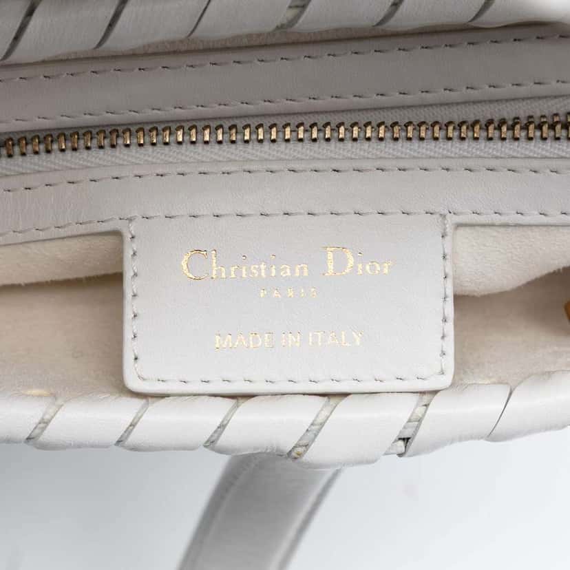 Dior Calfskin Whipstitch Saddle Bag White Leather Good condition - Box View