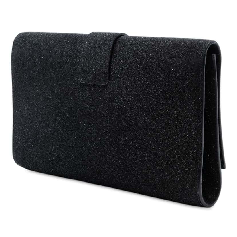 Saint Laurent Suede Shimmer Glitter Chyc Ligne Clutch Black Leather Good condition - Back View