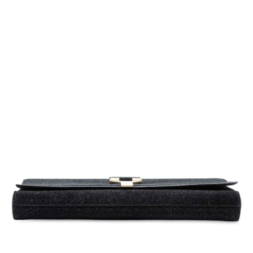 Saint Laurent Suede Shimmer Glitter Chyc Ligne Clutch Black Leather Good condition - Inside View