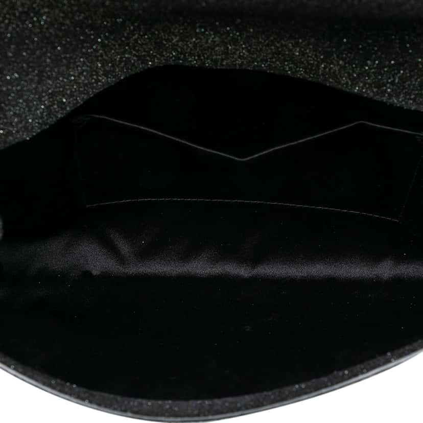 Saint Laurent Suede Shimmer Glitter Chyc Ligne Clutch Black Leather Good condition - Model View