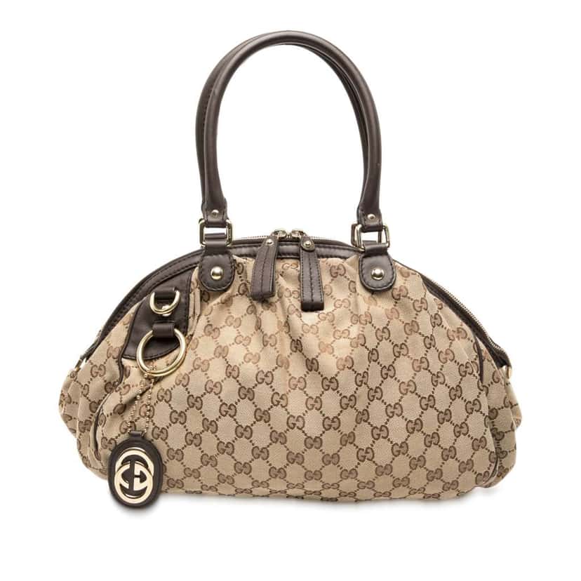 Gucci GG Canvas Sukey Satchel Brown Canvas Good condition - Front View