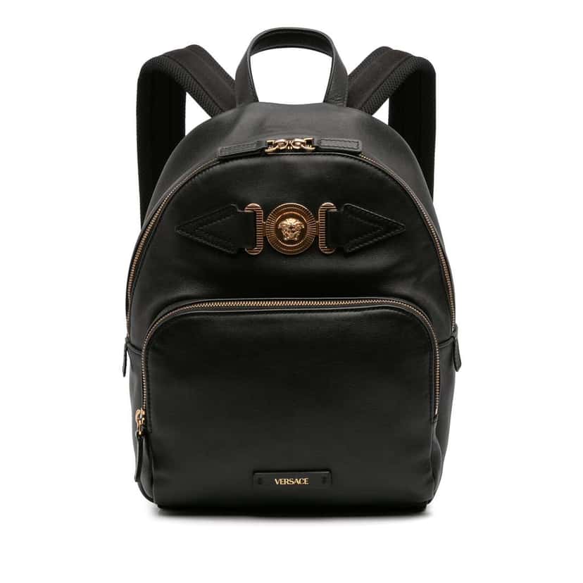 Versace Leather Medusa Biggie Backpack Black Leather Good condition - Front View
