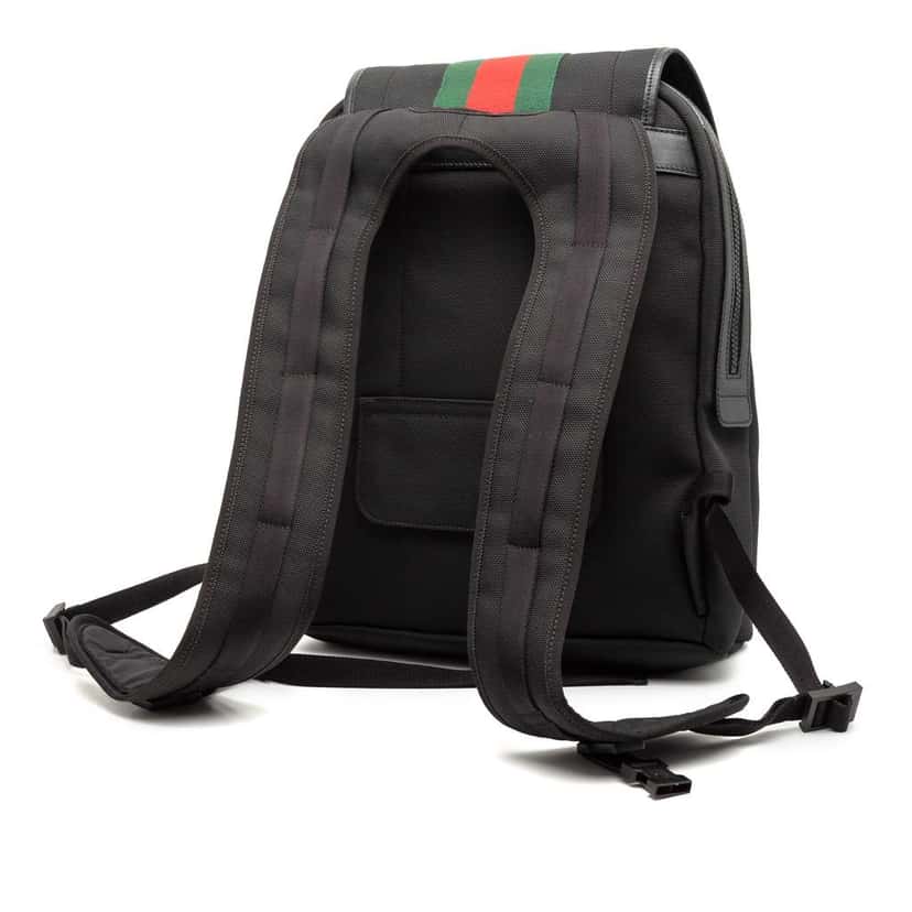 Gucci Canvas Techno Web Backpack Black Canvas Good condition - Back View