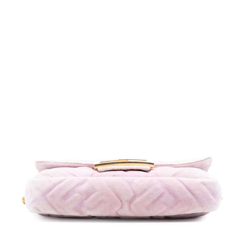 Fendi Mini Zucca Embossed Velvet Baguette Satchel Pink Velvet Good condition - Inside View