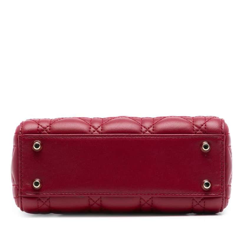 Dior Mini Lambskin Cannage Lady Dior Red Leather Good condition - Inside View