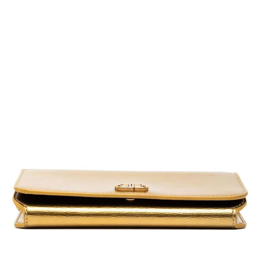 Balenciaga Metallic Leather BB Phone Holder with Chain Gold Leather Good condition - Inside View