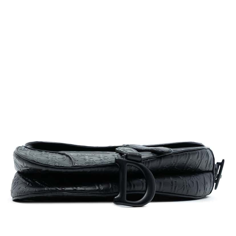 Dior Oblique Embossed Calfskin Saddle Bag Black Leather Good condition - Inside View