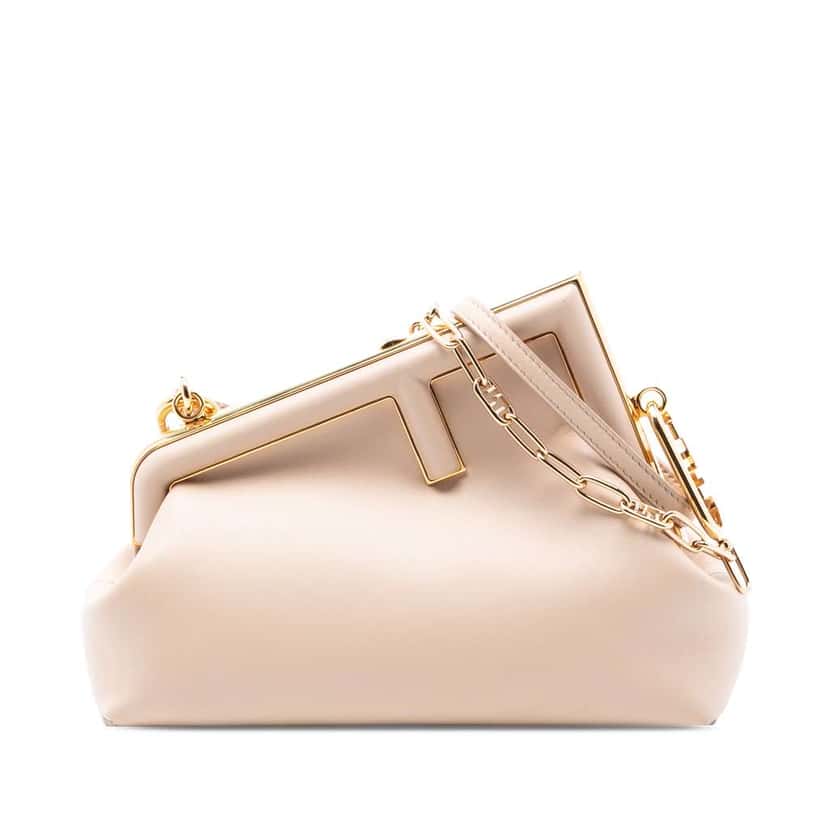 Fendi Small Nappa Fendi First Crossbody Brown Leather Good condition - Front View