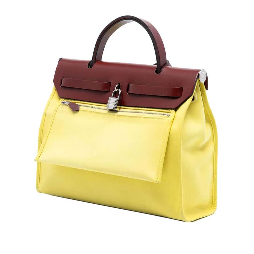 Hermès Toile Herbag Zip 31 Yellow Canvas Good condition - Back View