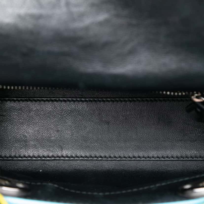 Dior Mini Lambskin 3D Floral Embroidered Lady Dior Black Leather Good condition - Model View