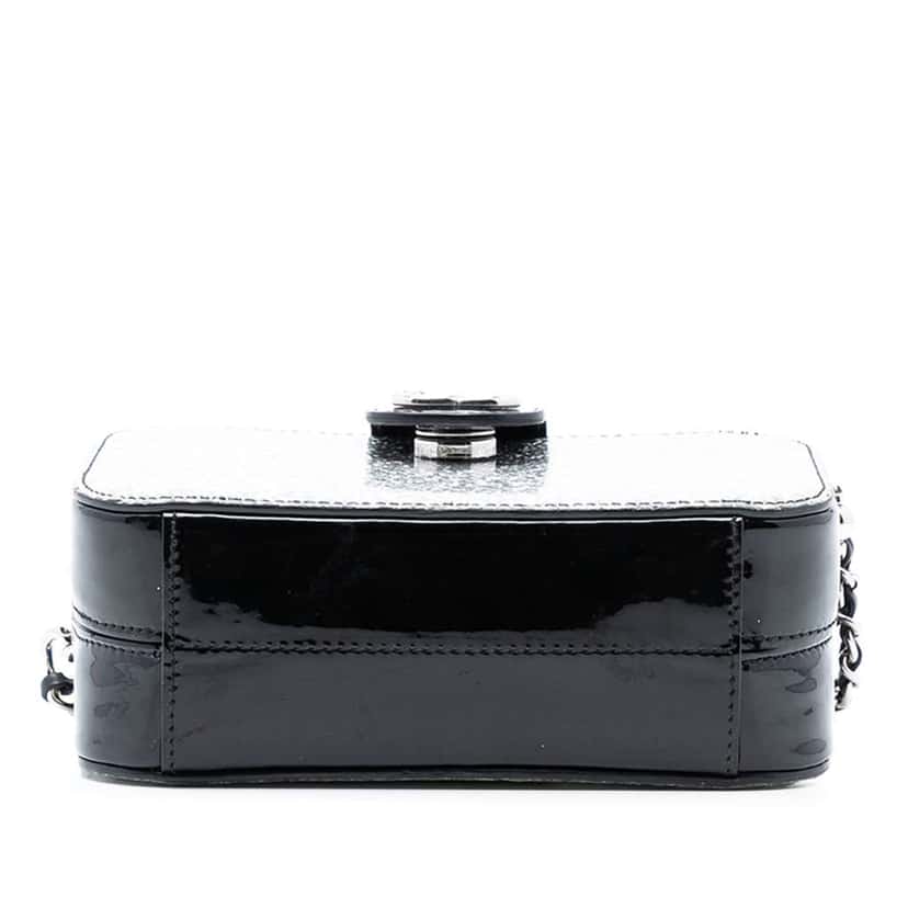 Chanel Glitter Patent Evening On The Moon Camera Case Silver Leather Good condition - Inside View