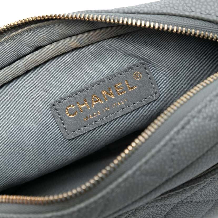 Chanel Mini Quilted Caviar Coco Tassel Camera Case Grey Leather Good condition - Box View