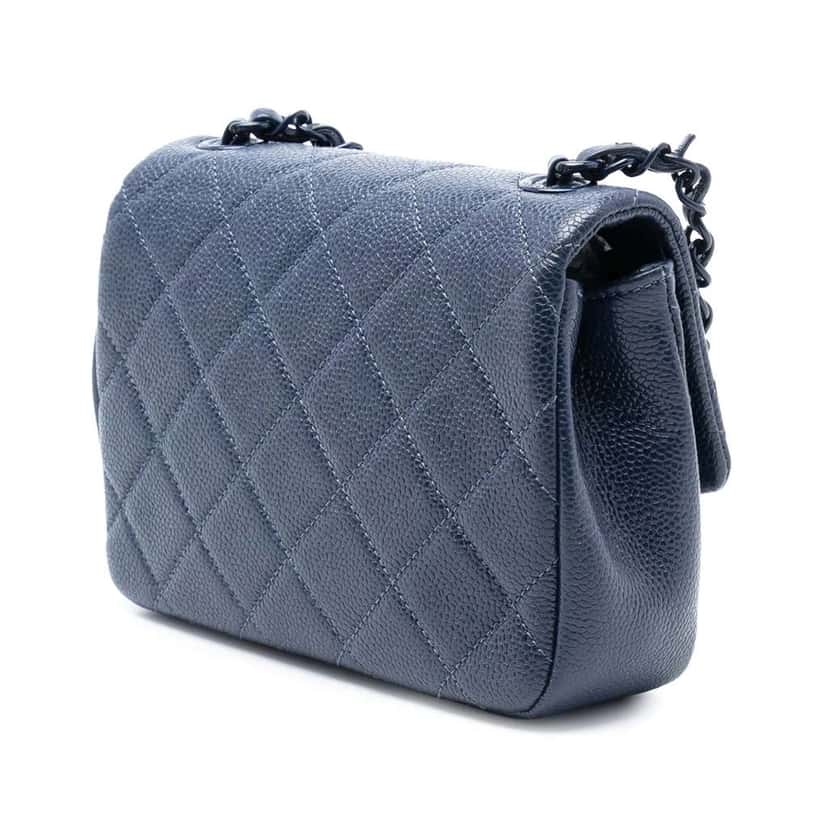 Chanel Mini Square Caviar Incognito Flap Blue Leather Good condition - Back View
