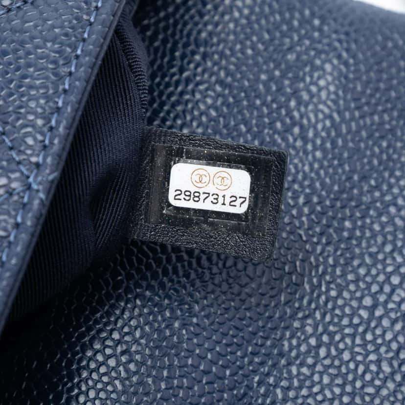 Chanel Mini Square Caviar Incognito Flap Blue Leather Good condition - Box View