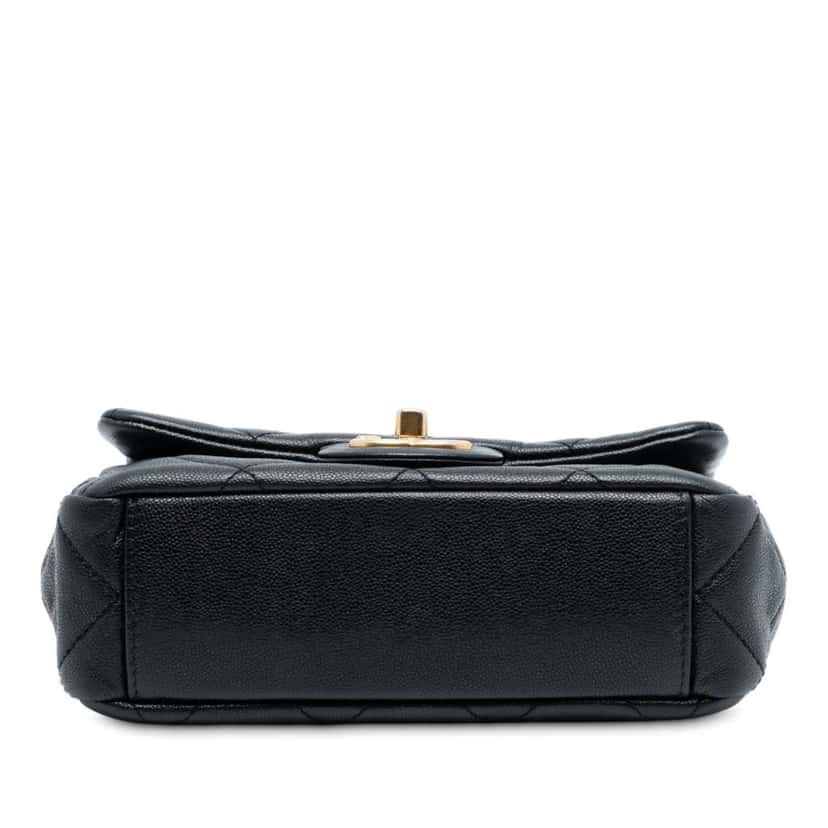 Chanel Mini Quilted Caviar Top Handle Flap Black Leather Good condition - Inside View