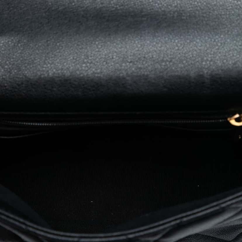 Chanel Mini Quilted Caviar Top Handle Flap Black Leather Good condition - Model View