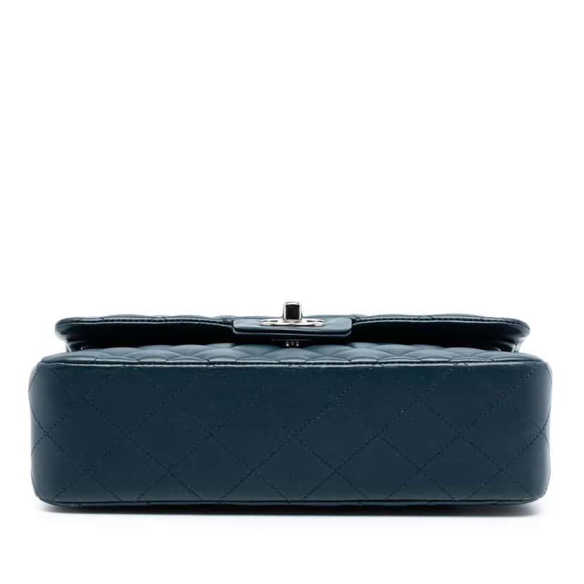 Chanel Small Classic Lambskin Double Flap Blue Leather Good condition - Inside View